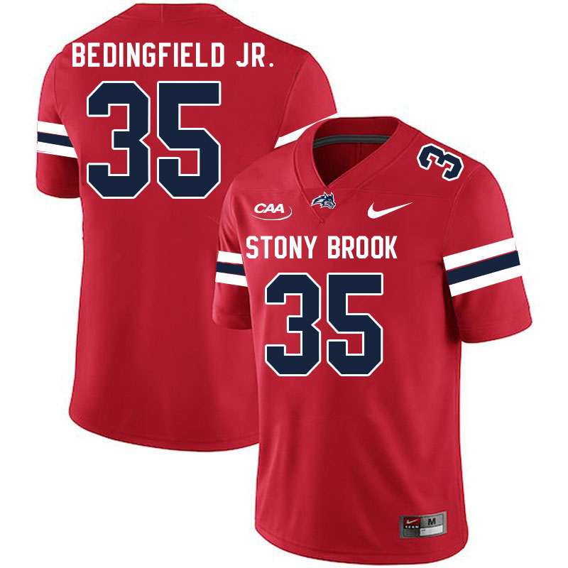 Stony Brook Seawolves #35 Derell Bedingfield Jr. College Football Jerseys Stitched Sale-Red